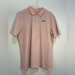 Nike Men’s Velocity Large Striped Dri-Fit Golf Polo Salmon